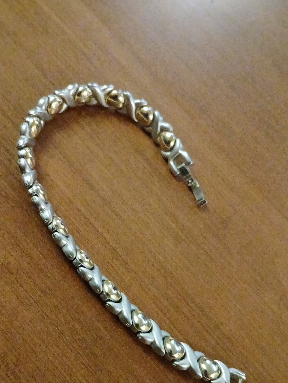 Vintage Two-Tone Gold and Silver Toned XOXO Link Bracelet